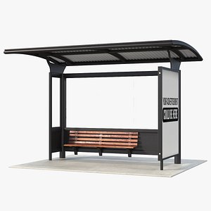 Bus Stop with Advertisement Board Black New