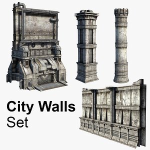 set city walls 3d model