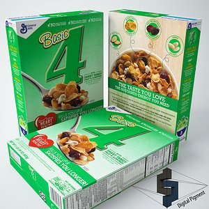 3d model basic 4 cereal box