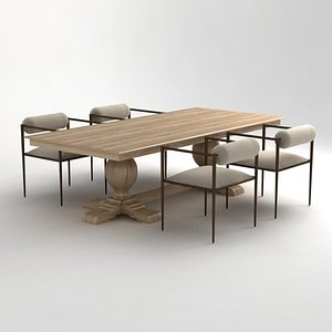 arteriors barbara chair muslin and French Urn Pedestal Rectangular Dining Table - Restoration Hardware