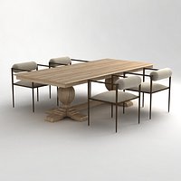 arteriors barbara chair muslin and French Urn Pedestal Rectangular Dining Table - Restoration Hardware