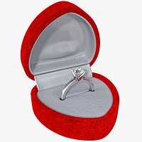 Diamond Ring in Red Velvet Textured Box
