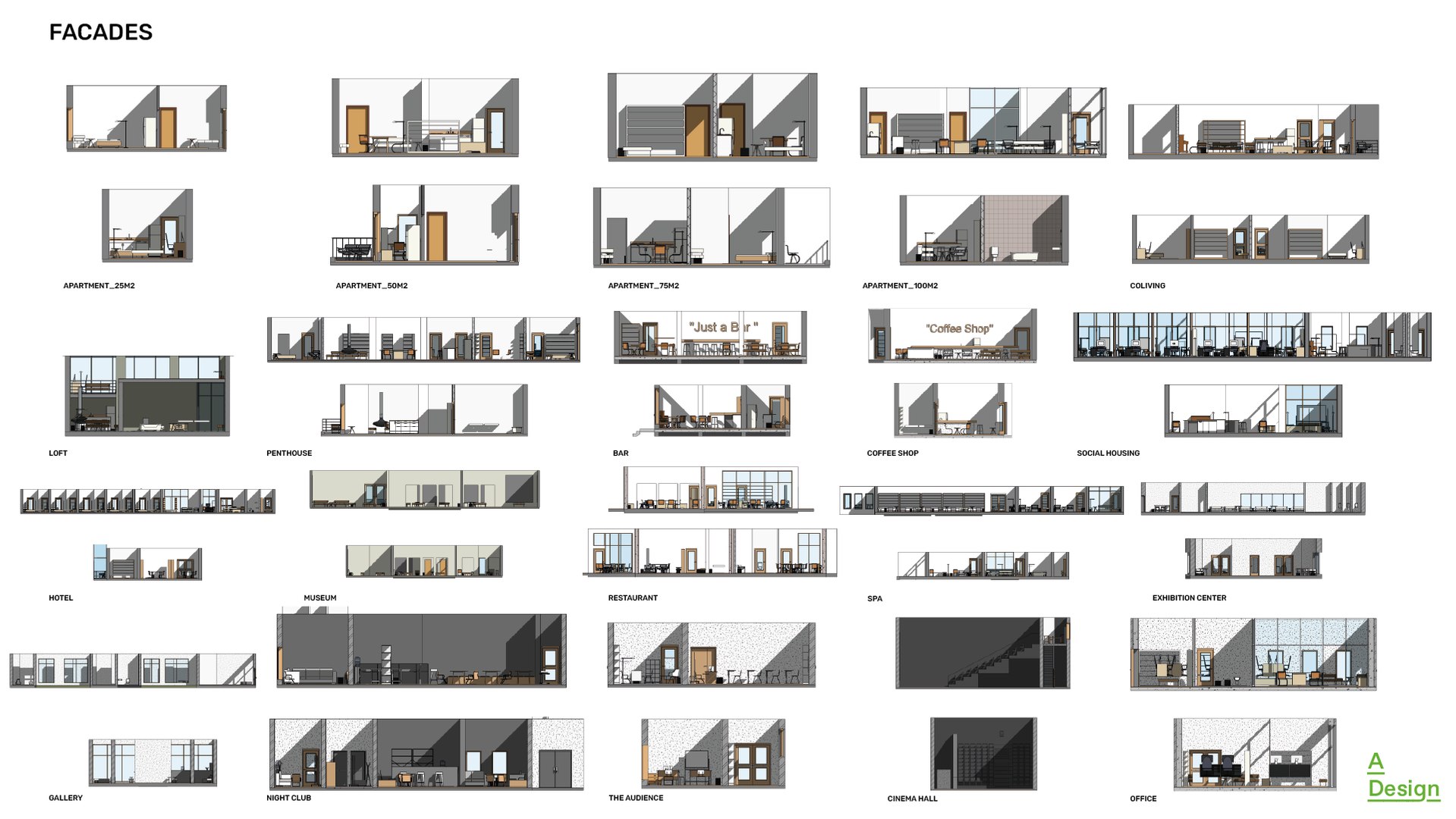20 Interior spaces - Revit models 3D - TurboSquid 2018344
