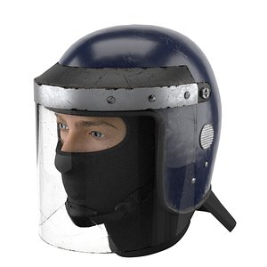 3D used police riot helmet model