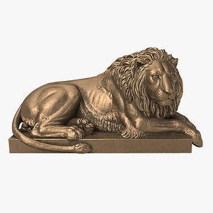 Bronze Recumbent Lion 3D Model