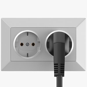 Double Socket With Power Cord 3D