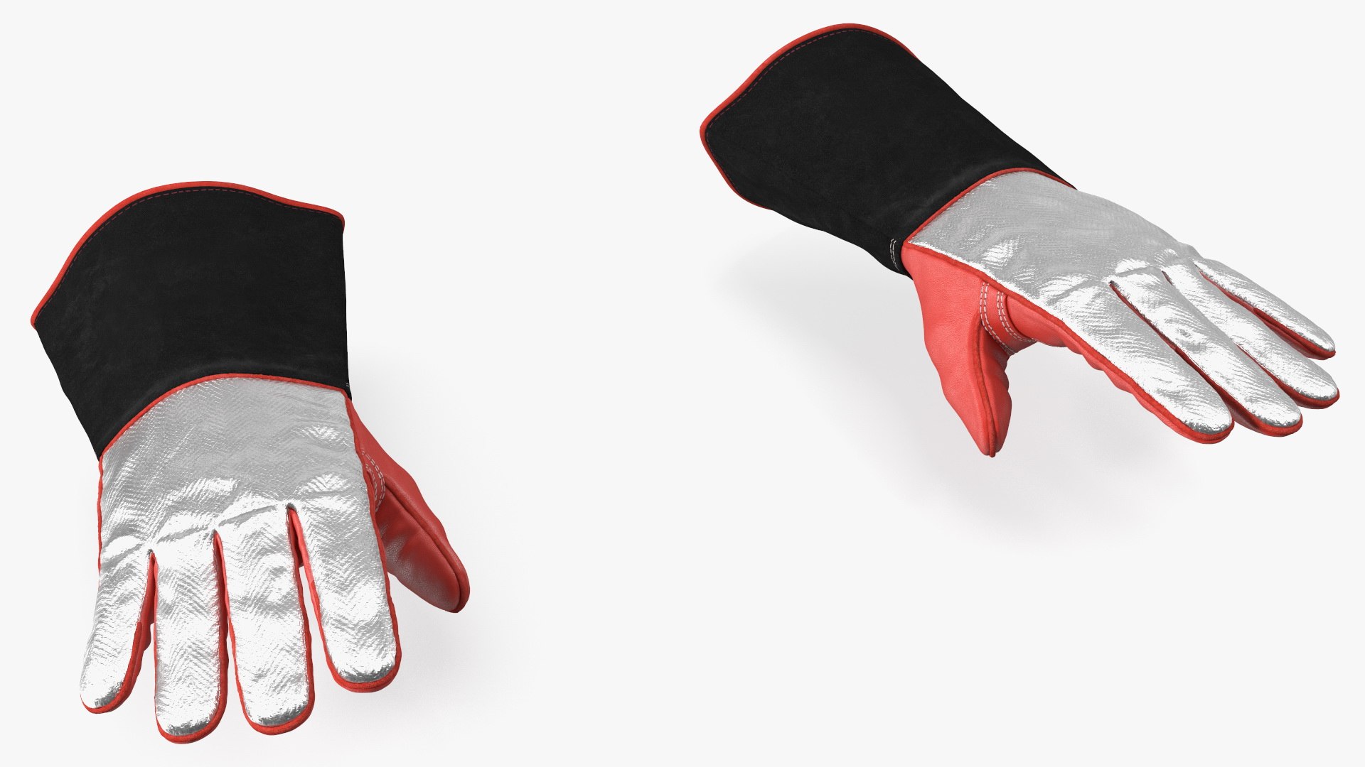 Aluminized Heat Resistant Welding Gloves 3D model preview