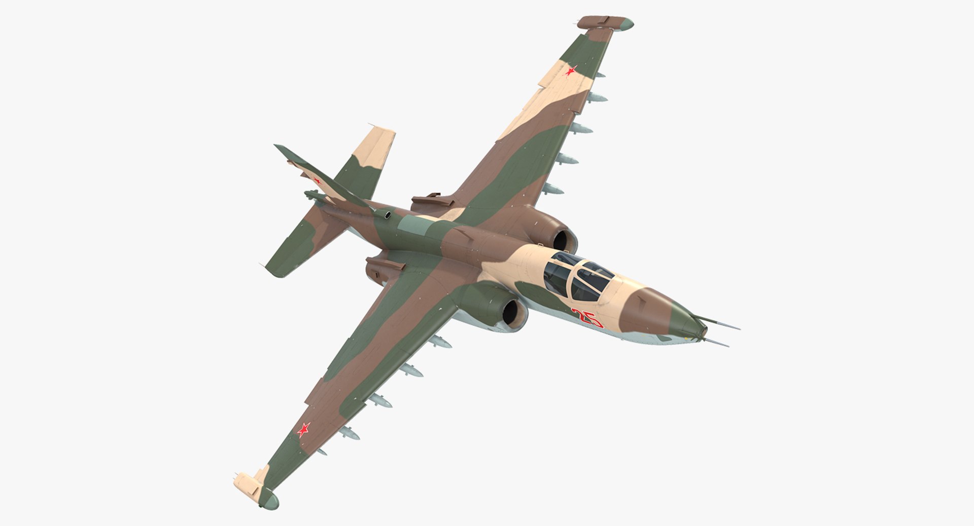 Sukhoi Su25 Grach Rigged 3D Model 3D model preview