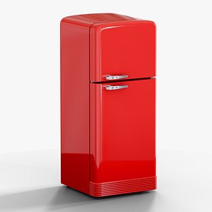 Retro fridge red 3D model