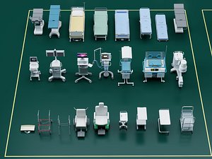 Medical Equipment Hospital Devices Pack PBR Game Ready model