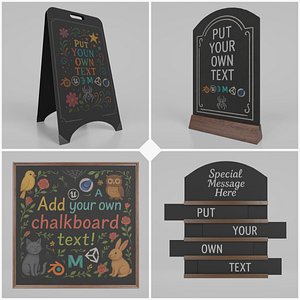3D Modern Restaurant Signage Set - Customizable Chalkboards