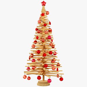 3D Wooden Christmas Tree V7