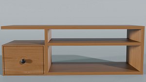 Modern Natural Walnut TV Stand Media Console 3D Model