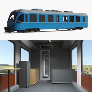 3D Lightweight Diesel Locomotive with Front Coupler Blue with Interior