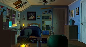 Nineties Teen Bedroom - Low Poly