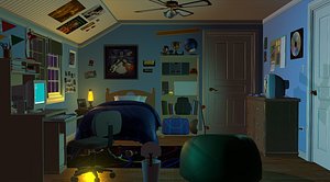 Nineties Teen Bedroom - Low Poly