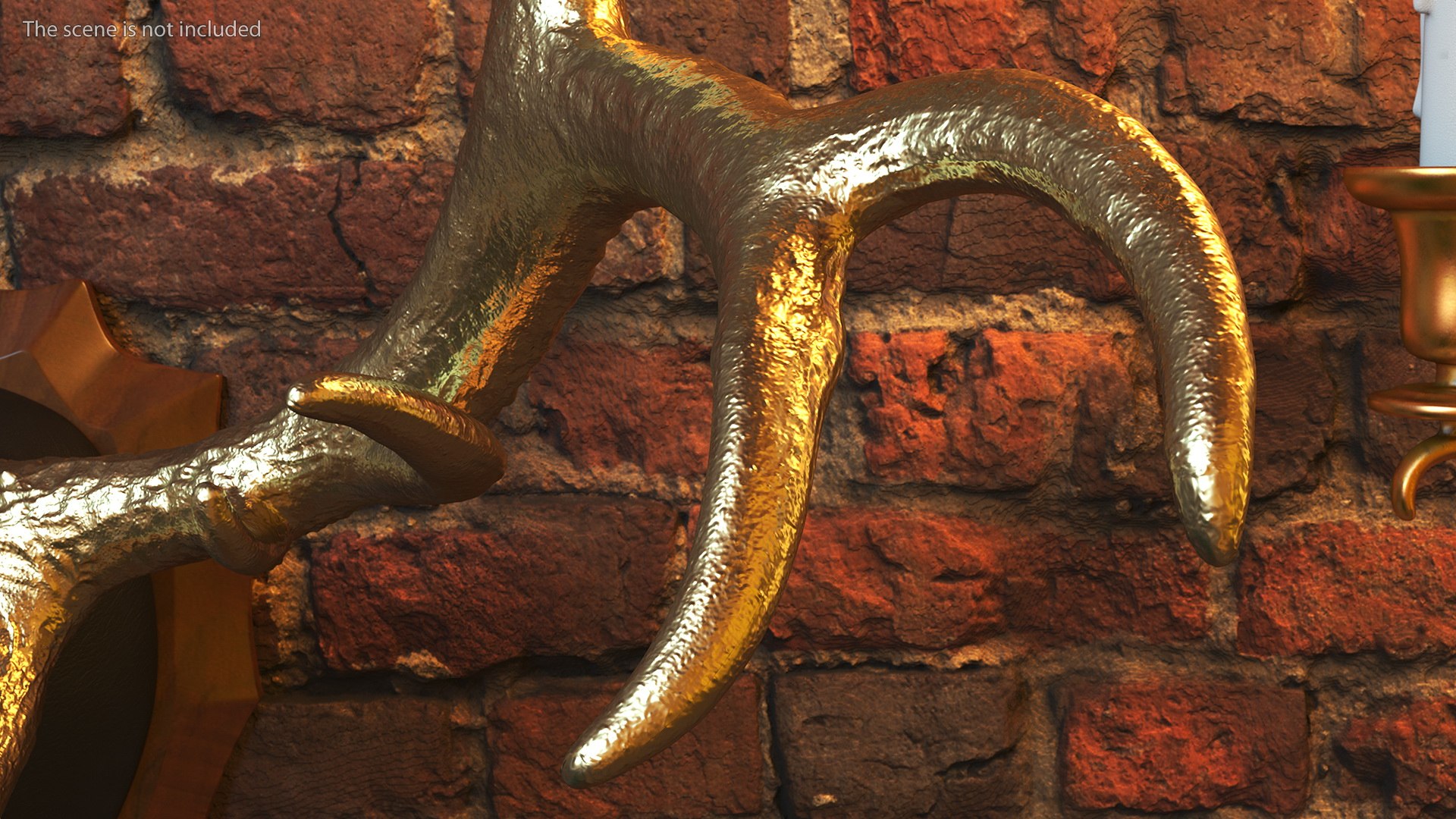 3D Stag Antlers On A Wall Mount Gold Plated Model - TurboSquid 1786824