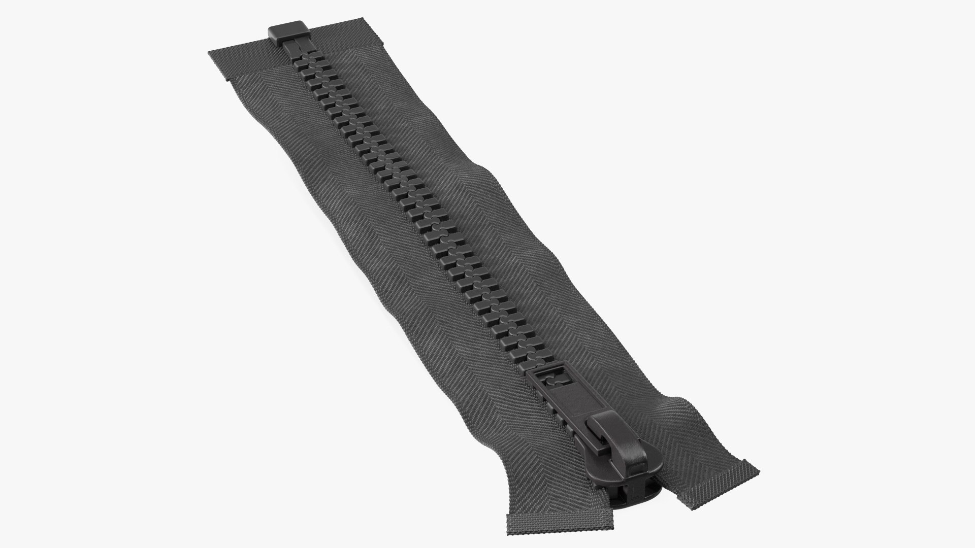 One Sided Plastic Zipper Closed Black 3D model preview