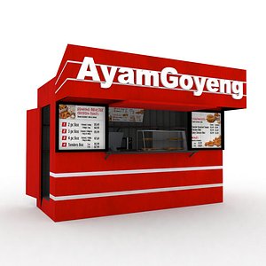 Low Poly Fried Chicken Street Food Stall 3D model
