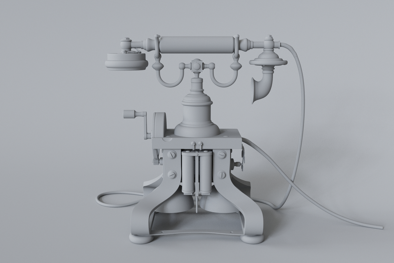 3D Antique Telephone - SubD Asset for Films and Games model ...