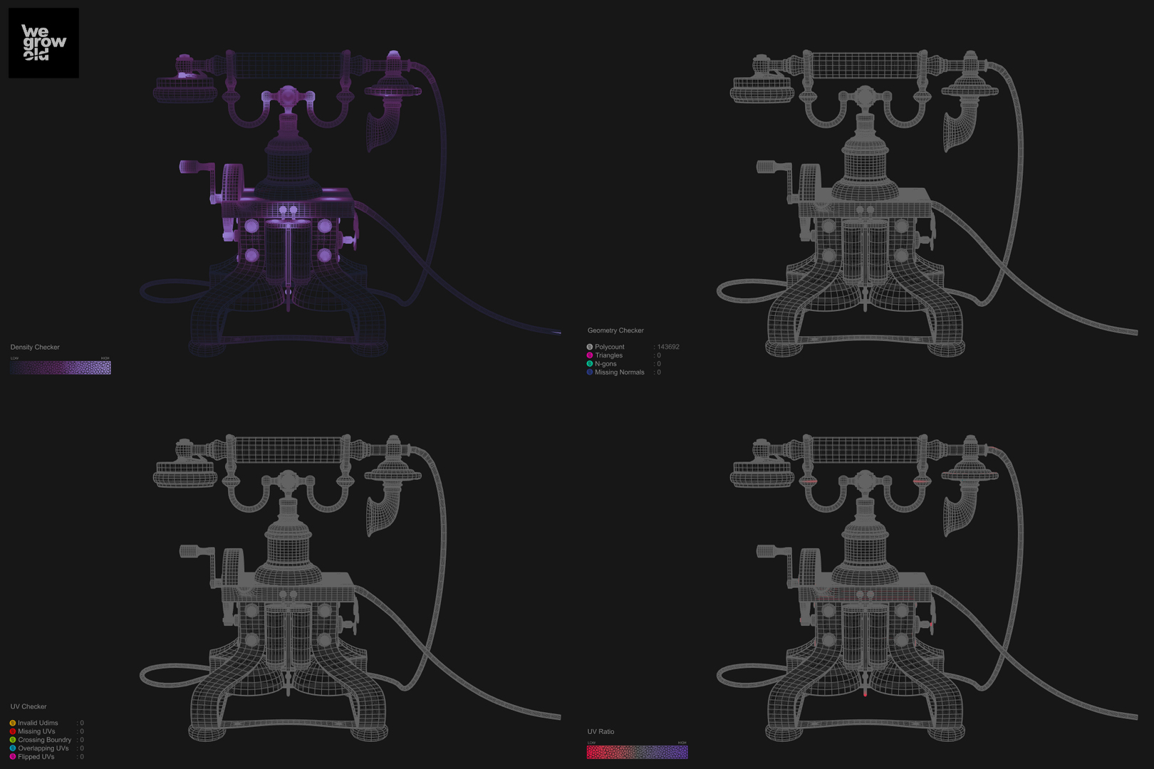 3D Antique Telephone - SubD Asset for Films and Games model ...