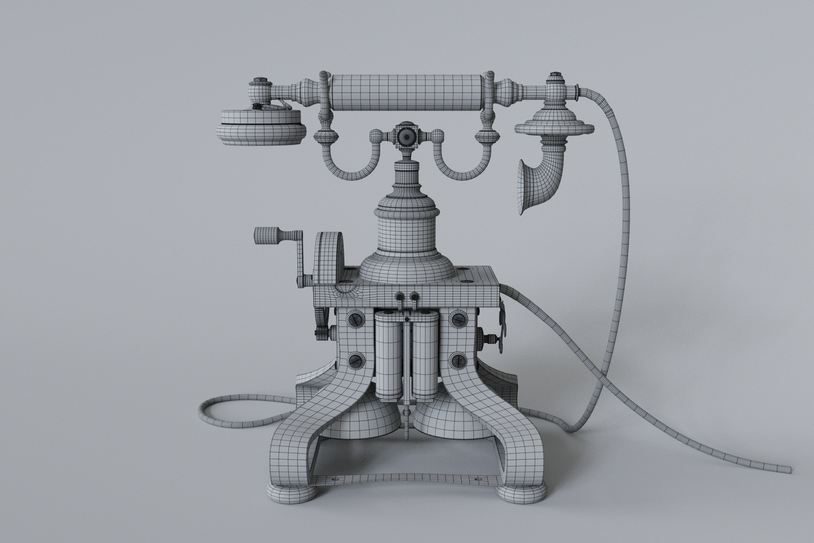3D Antique Telephone - SubD Asset for Films and Games model ...