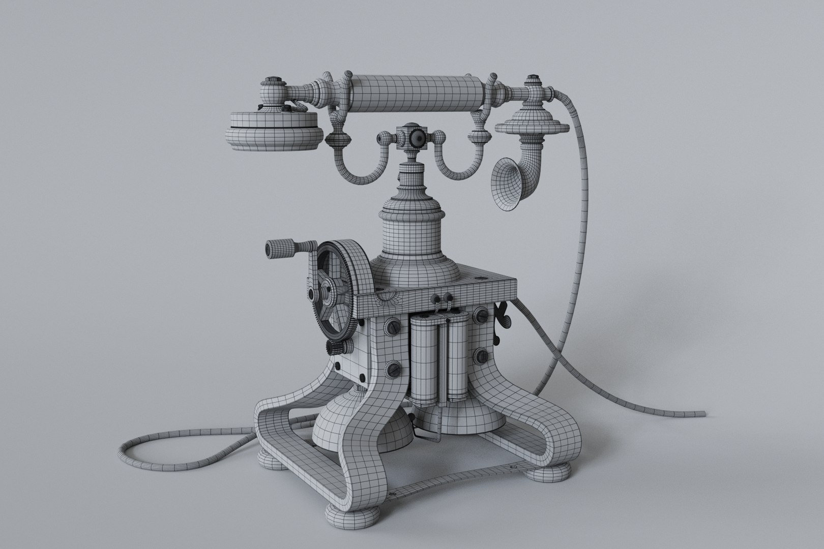 3D Antique Telephone - SubD Asset for Films and Games model ...
