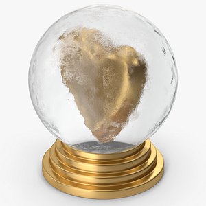 3D Gold Ice Globe With Heart model
