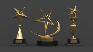 Gold Trophy Cups 3D