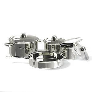 Metal Pots Set 3D Model