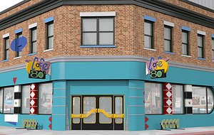 3D Hill Valley 2015 Caf&eacute; 80&rsquo;s and Blast from the Past with caf&eacute; 80s interior