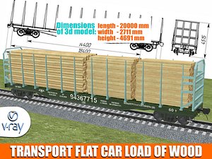Transport Flat Car Load 3D model
