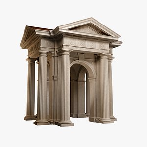 3D rched portico in Doric Denticulated column order gazebo