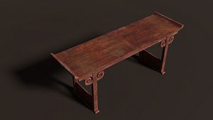 3D Antique Chinese Wooden Console Table Furniture Ornate Low-poly 3D model
