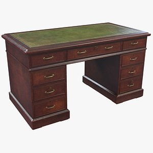 3D Victorian Pedestal Desk model