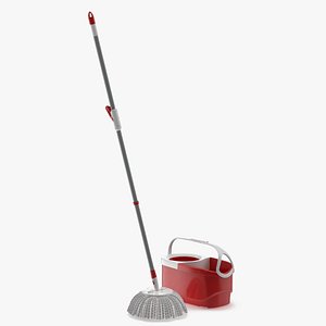 Swab with Plastic Bucket Red 3D