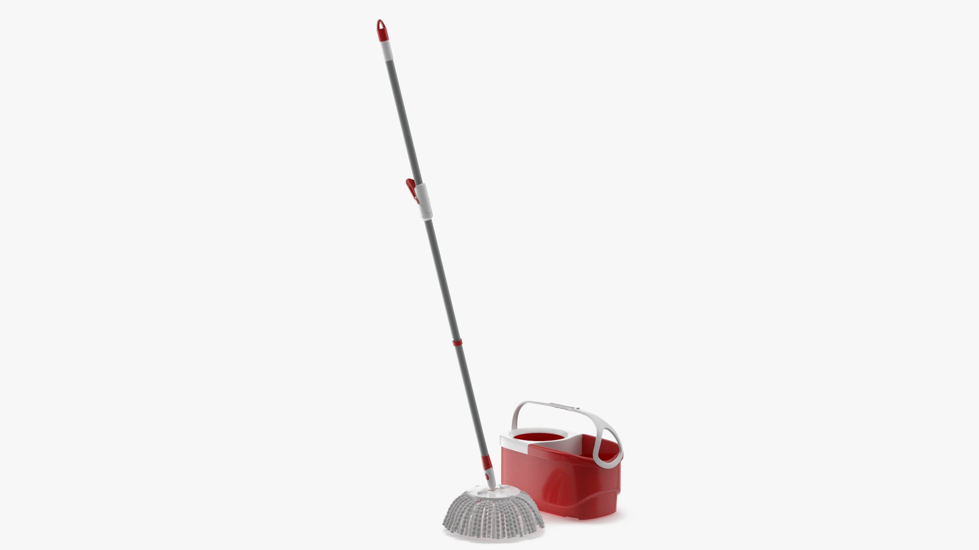 Swab with Plastic Bucket Red 3D model preview