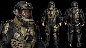 3D MODULAR SCI FI SOLDIER Vol 2 Game ready character Low-poly 3D model model