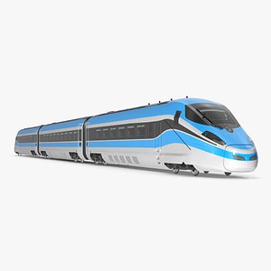 3D model High Speed Train Blue