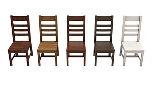 Wooden Chair 3D Model Set model