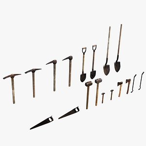 3D Farm and Garden Tools Low-poly model