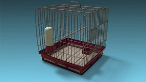 low-poly bird cage 3D model