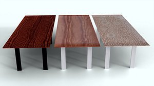 Modern Rectangular Dining Table 3 Wood Textures 3D Model model
