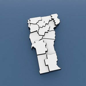 3D Vermont Counties - Map of United States of America USA