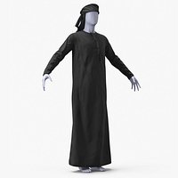 Traditional Muslim Garment with Keffiyeh on Mannequin Black