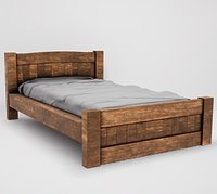 Realistic Wooden Bed