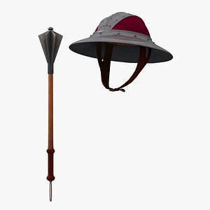 3D Crusaders Helmet and Mace A 1200 AD model
