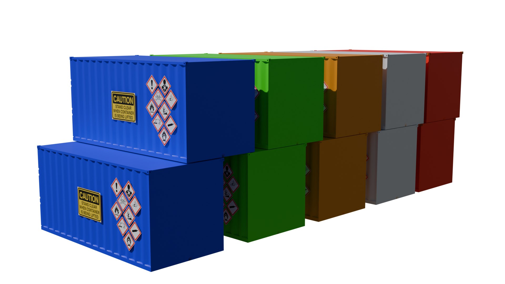 Realistic 3D Container Set - 5 Color Variations 3D Model - TurboSquid ...