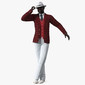 Old Afro American Man Party Outfit Dancing 3D