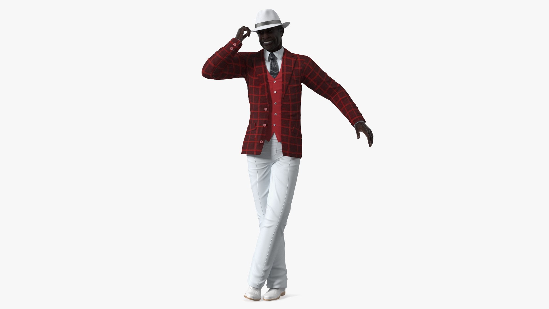 Old Afro American Man Party Outfit Dancing 3D model preview